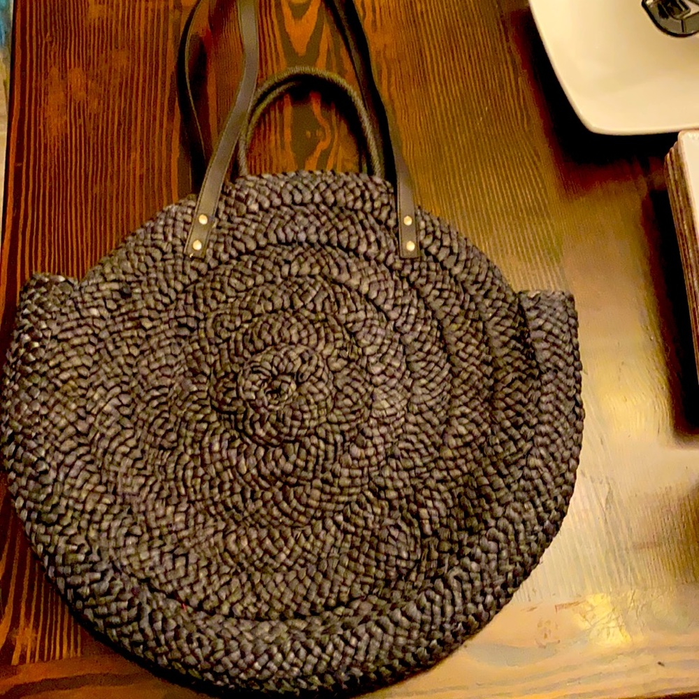 Large black woven bag